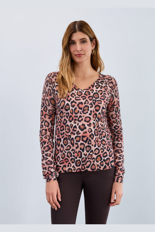 FDJ V Neck Pointelle Sleeve Sweater 1542314