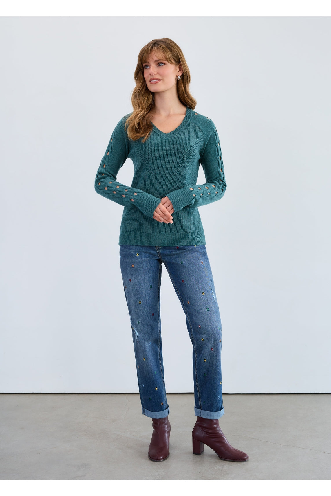 FDJ L/S V Neck Sweater 1915333