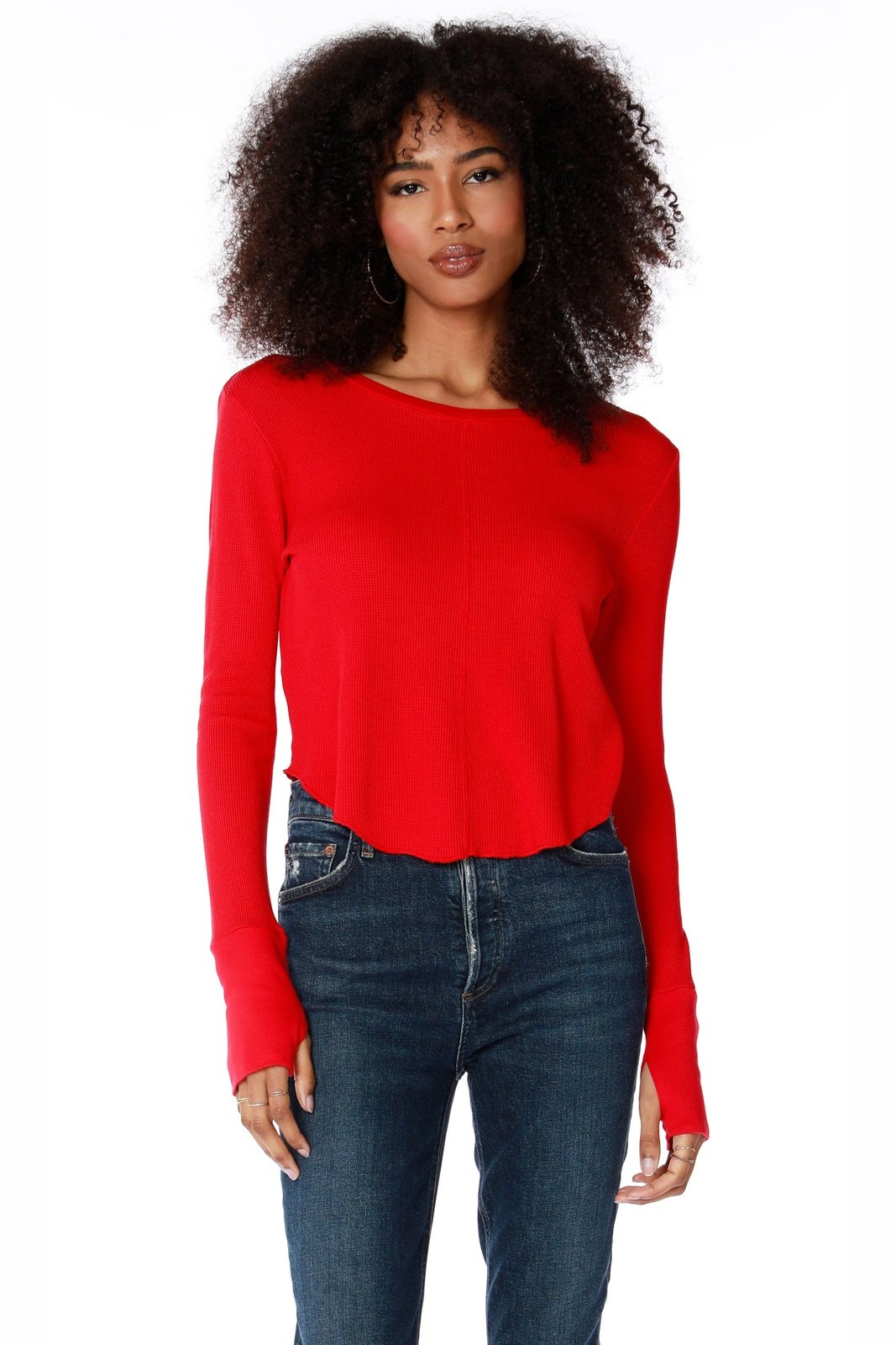 BOBI Crew Neck Crop Tee W/ Thumbholes 54D-12727 *FINAL SALE*