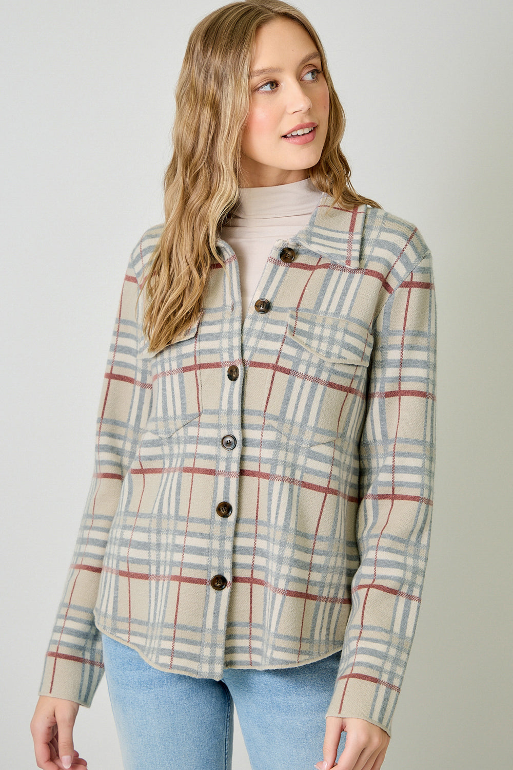 MYSTREE Check Patterned Sweater Jacket 60843