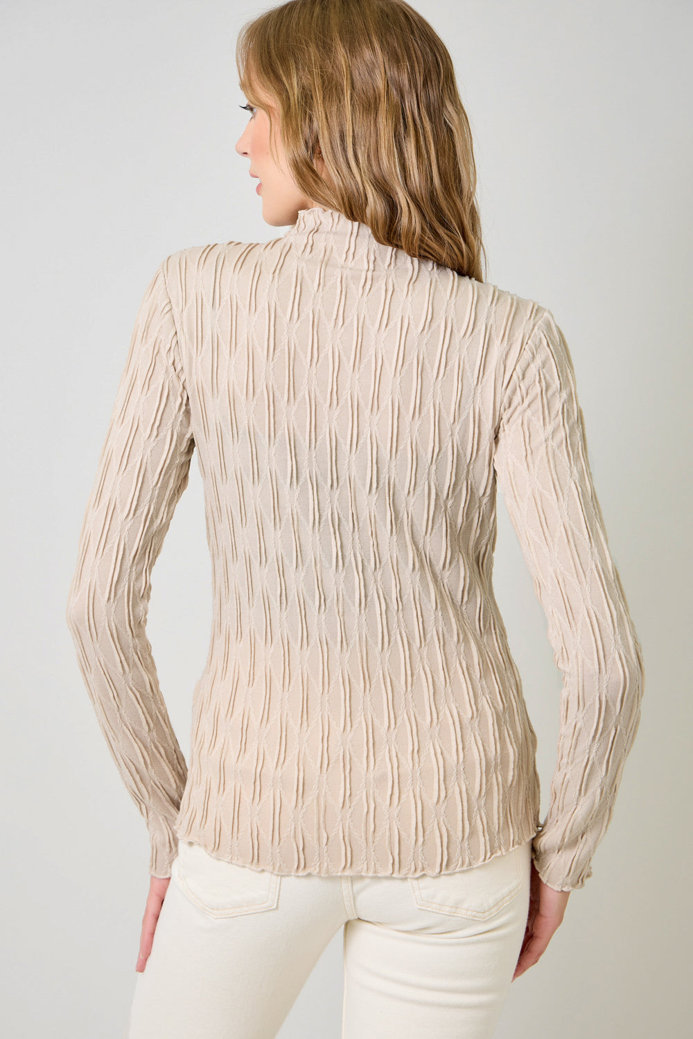 MYSTREE Lettuce Edge Textured Knit Top 61147