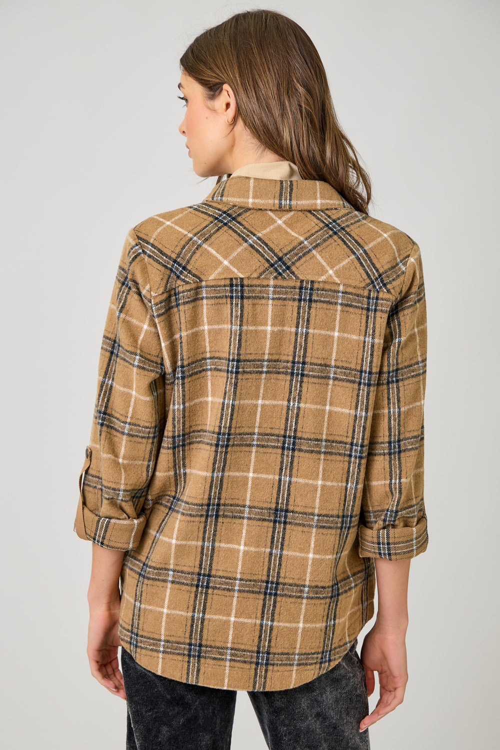 MYSTREE Plaid Shirt Jacket 61157