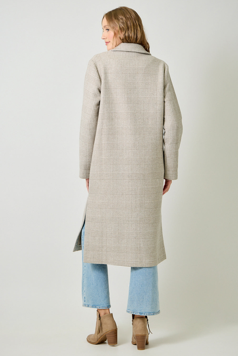 MYSTREE Houndstooth Plaid Long Coat 61159