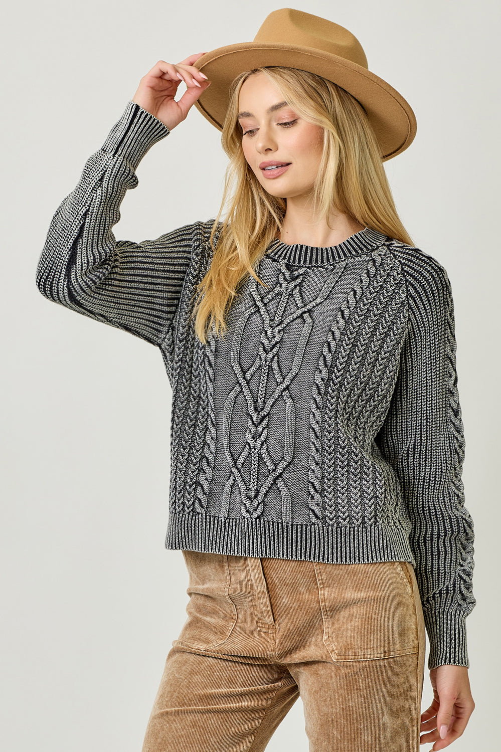 MYSTREE Washed Cable Sweater 61162