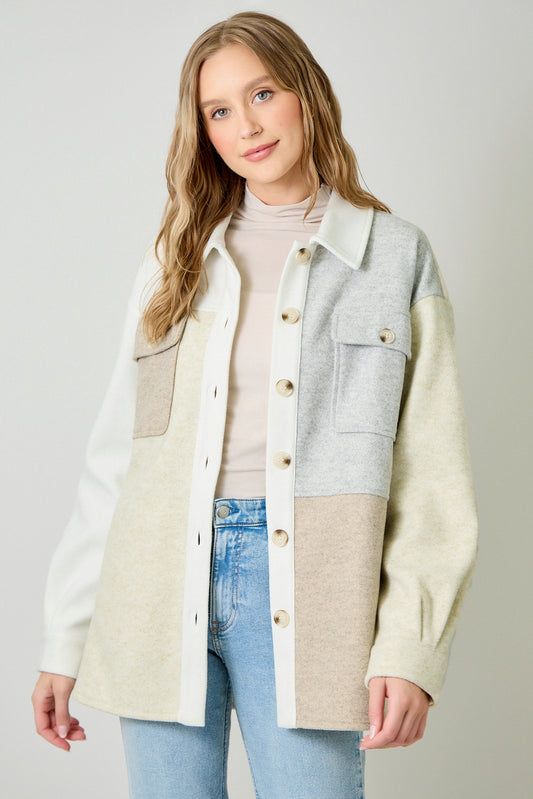 MYSTREE Color Blocked Shacket 61257