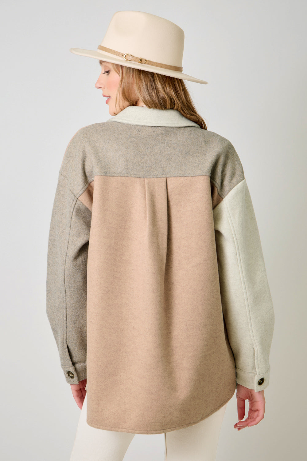 MYSTREE Color Blocked Shacket 61257