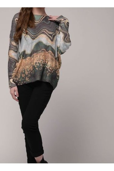 EKRU Print Top TP1225 *Final Sale*