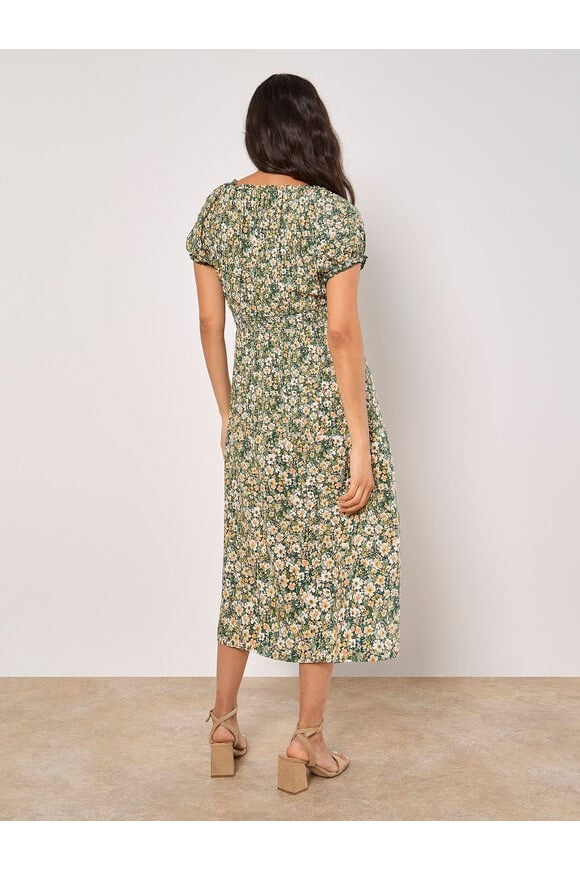 APRICOT Watercolour Ditsy Milkmaid Midi Dress 940611