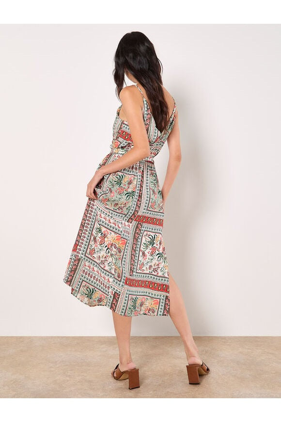 APRICOT Tropical Scarf Scallop Neck Cami Dress 942882