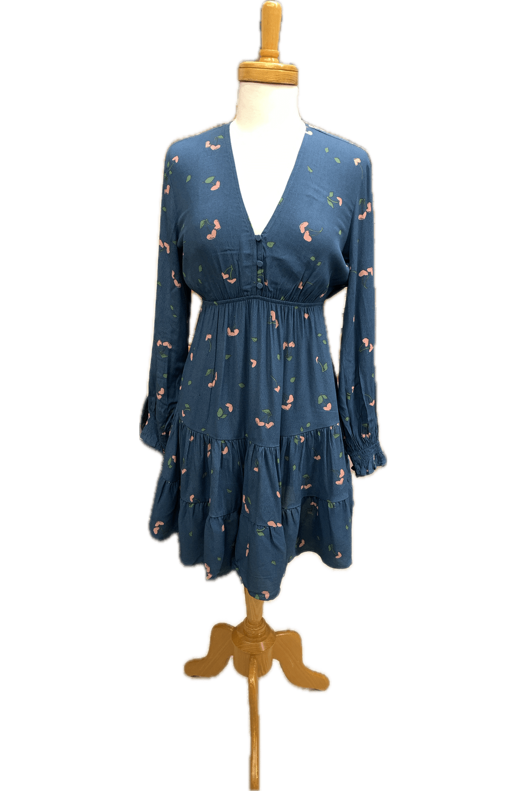 APRICOT Cherry Hearts V-Neck Button Dress