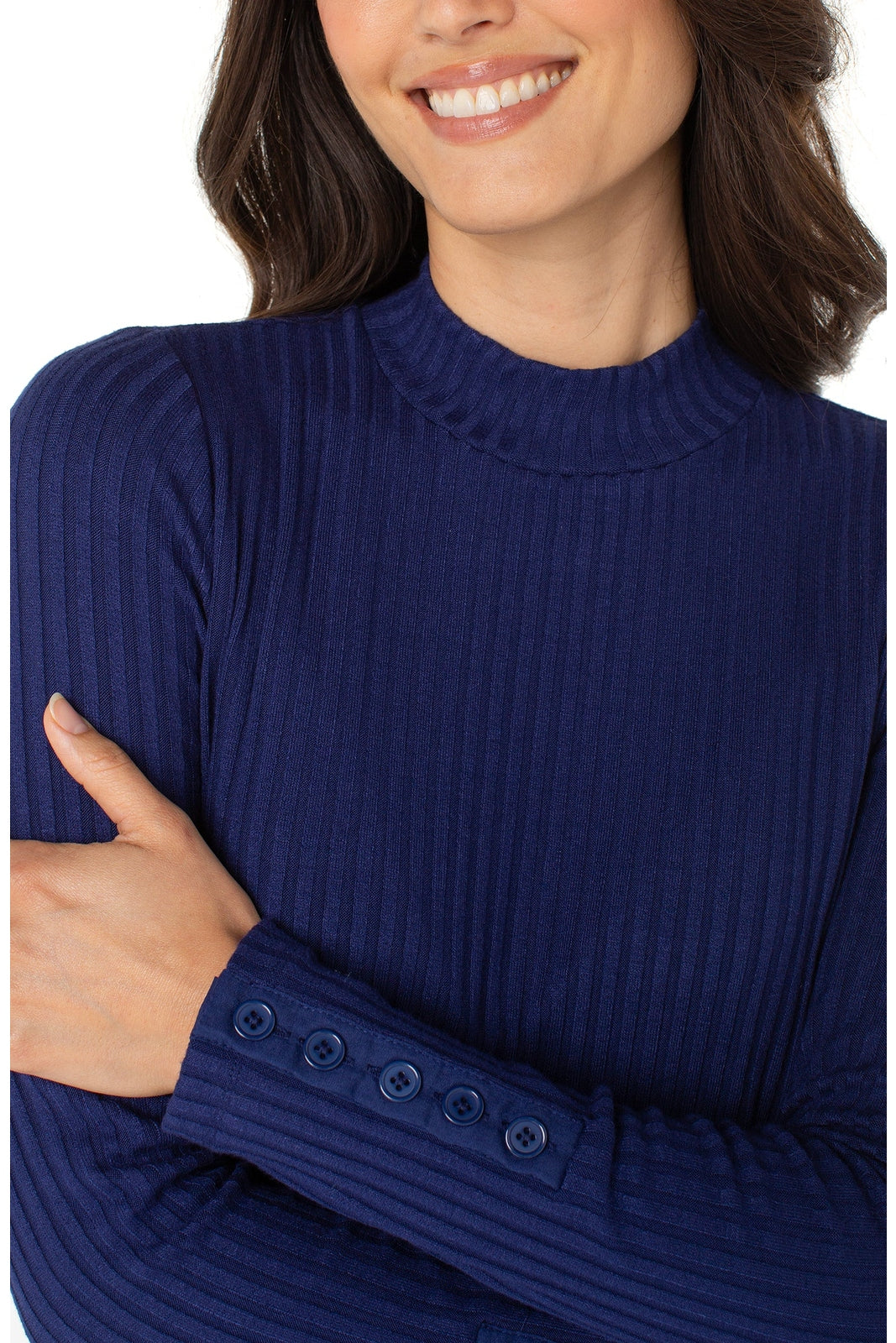 LIVERPOOL L/S Mock Neck Button Detail Top LM8J03K61