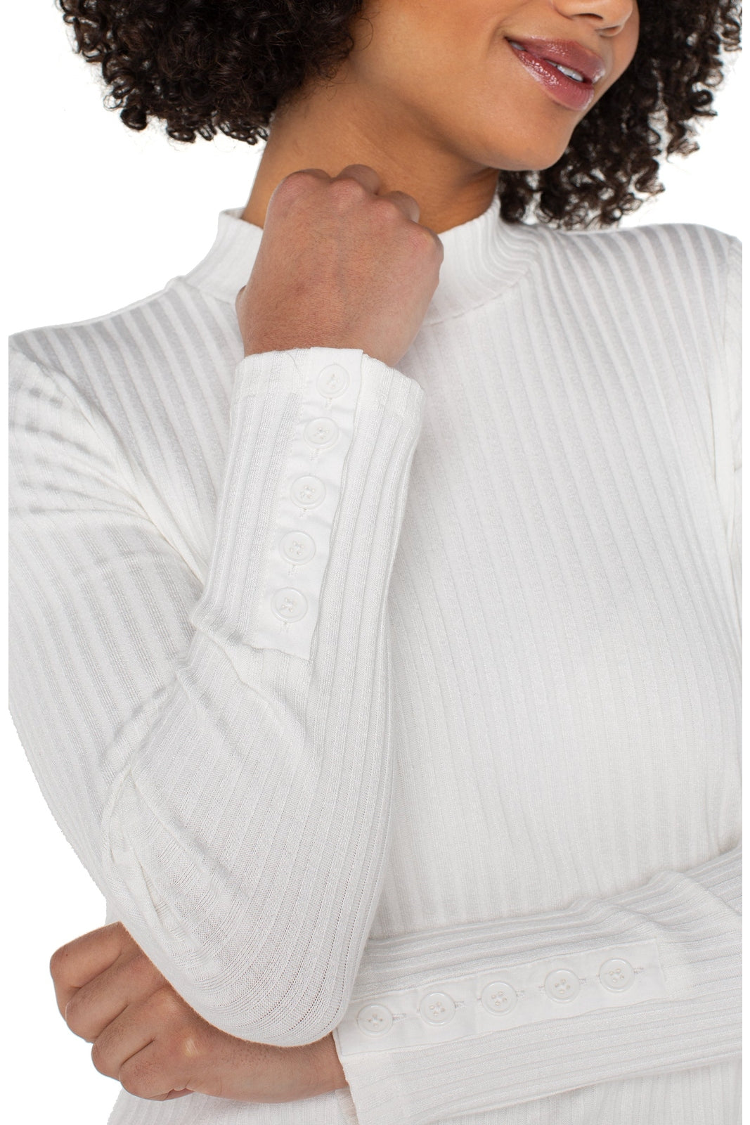 LIVERPOOL L/S Mock Neck Button Detail Top LM8J03K61