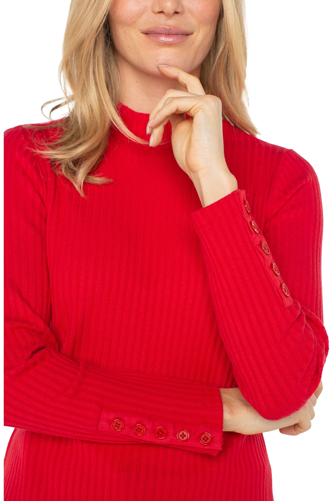 LIVERPOOL L/S Mock Neck Button Detail Top LM8J03K61