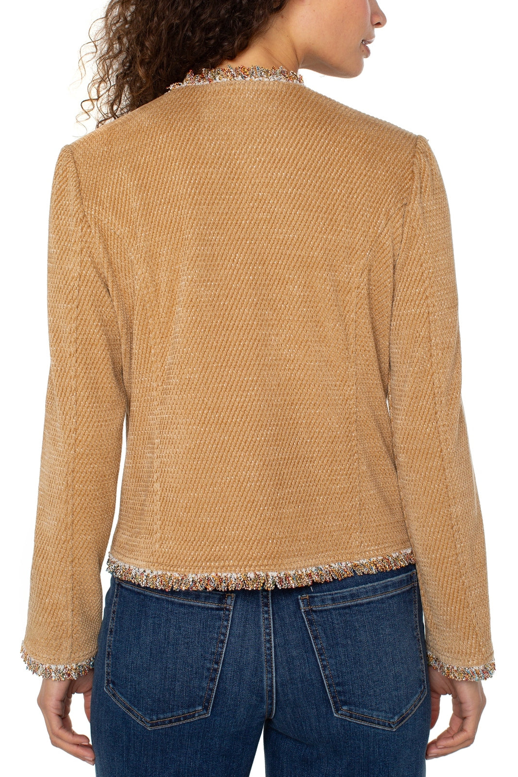 LIVERPOOL Chenille Collarless Jacket w/Frayed Edges LM1B03KM01
