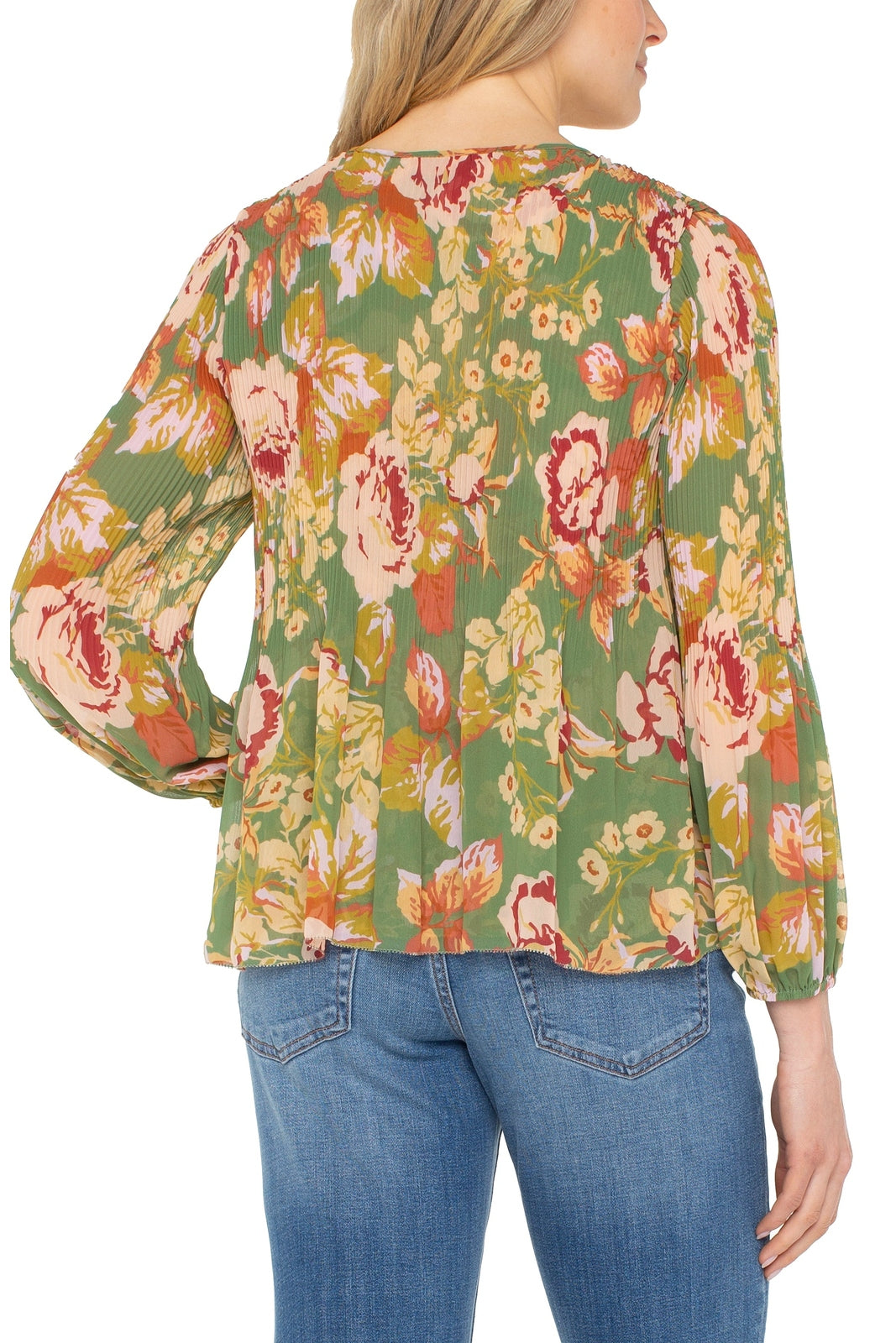 LIVERPOOL V-Neck L/S Pleated Top LM8B16HD4P56