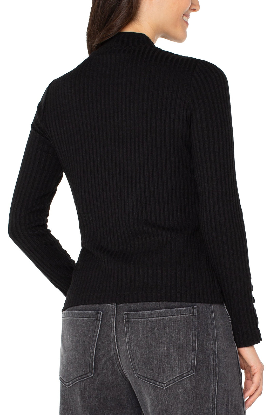 LIVERPOOL L/S Mock Neck Button Detail Top LM8J03K61