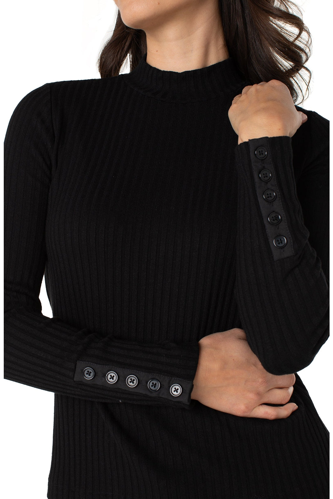 LIVERPOOL L/S Mock Neck Button Detail Top LM8J03K61