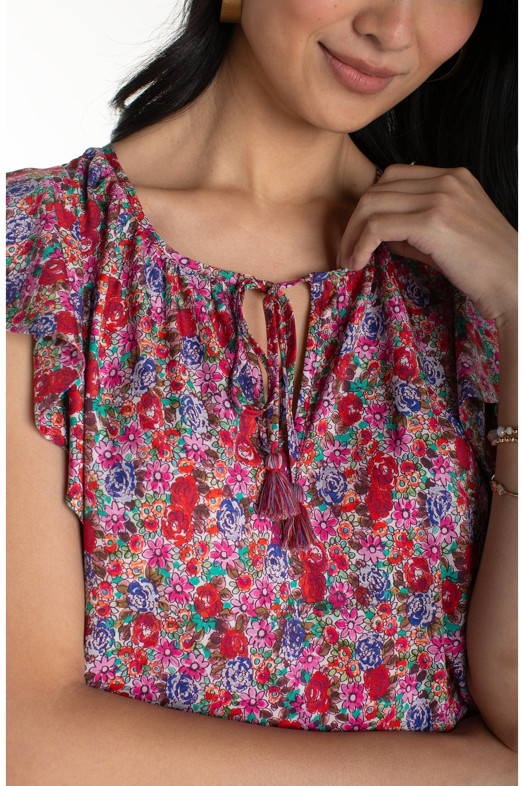 LIVERPOOL Flutter Sleeve Peplum Woven Top LM8K65PW3P43