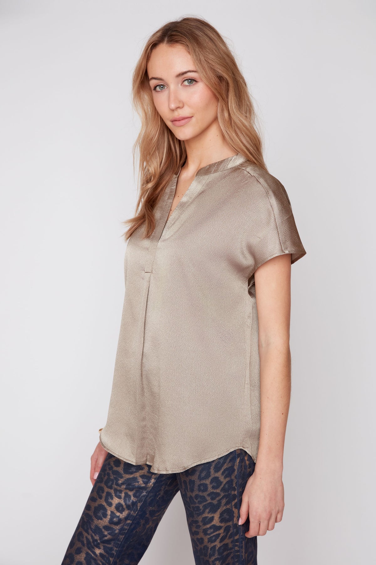 RENUAR Waffle Texture Woven Blouse R5016