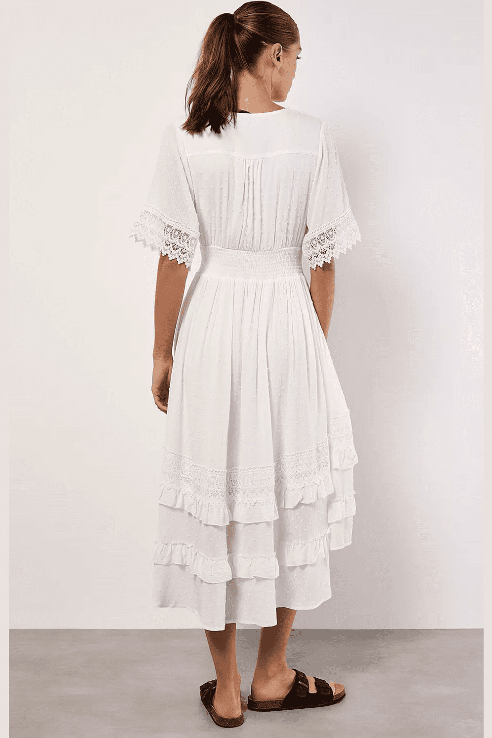 APRICOT CROCHET HIGH LOW DRESS 810570