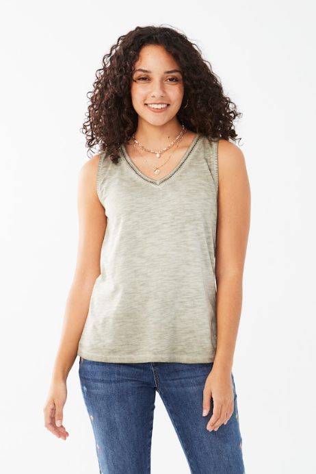FDJ Sleeveless V Neck Top 3026476 *Final Sale*