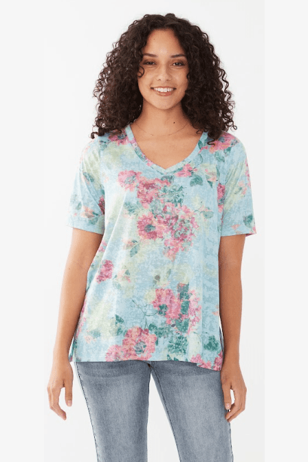 FDJ Elbow Sleeve V-Neck Top 3327844 "FINAL SALE"
