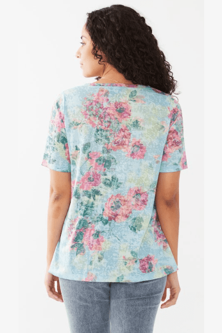 FDJ Elbow Sleeve V-Neck Top 3327844 "FINAL SALE"
