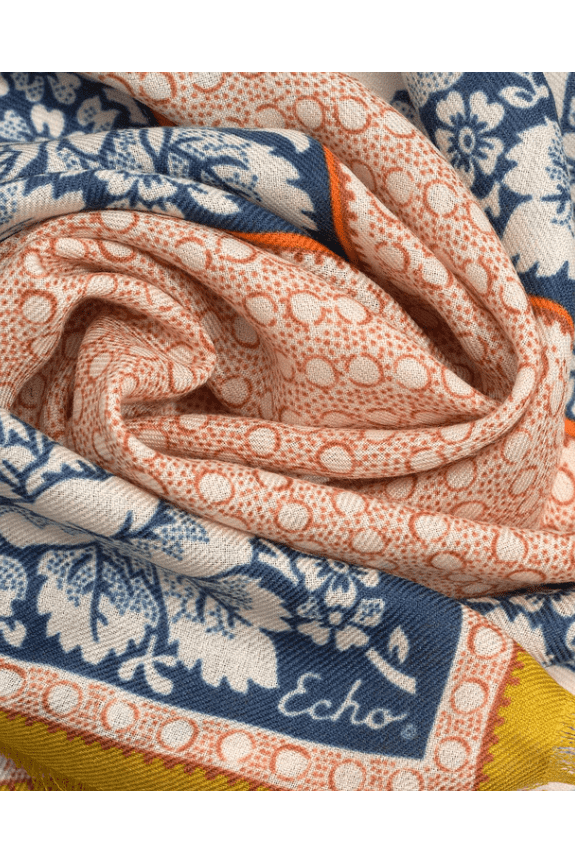 ECHO Vintage Floral Dot Wool Scarf EN1509