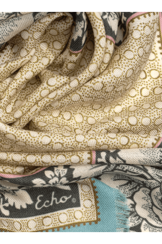 ECHO Vintage Floral Dot Wool Scarf EN1509
