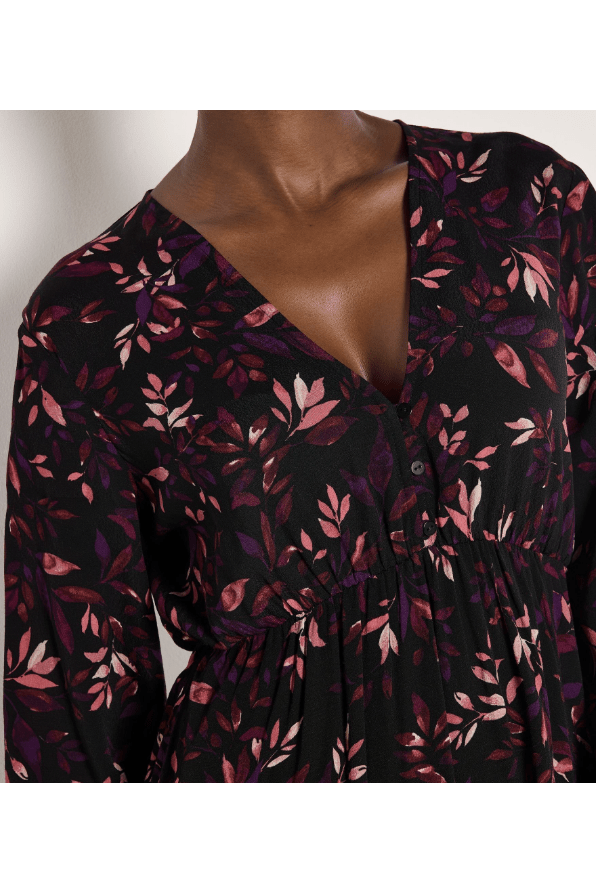 APRICOT Trailing Leaves Tier Button Dress