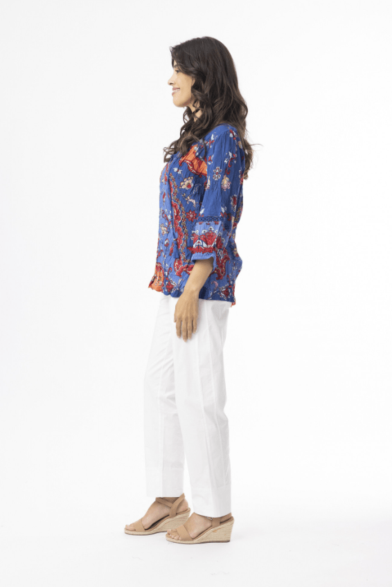 ORIENTIQUE Gathered Sleeve Boho Top 82227
