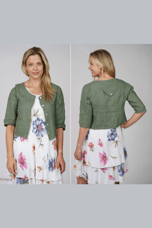 ME & GEE  Roll Tab Sleeve Jacket/Button Front 14-330 *FINAL SALE*
