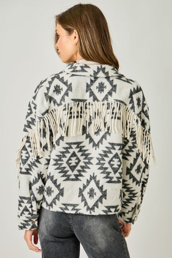 MYSTREE Aztec Fringe Shacket 61200