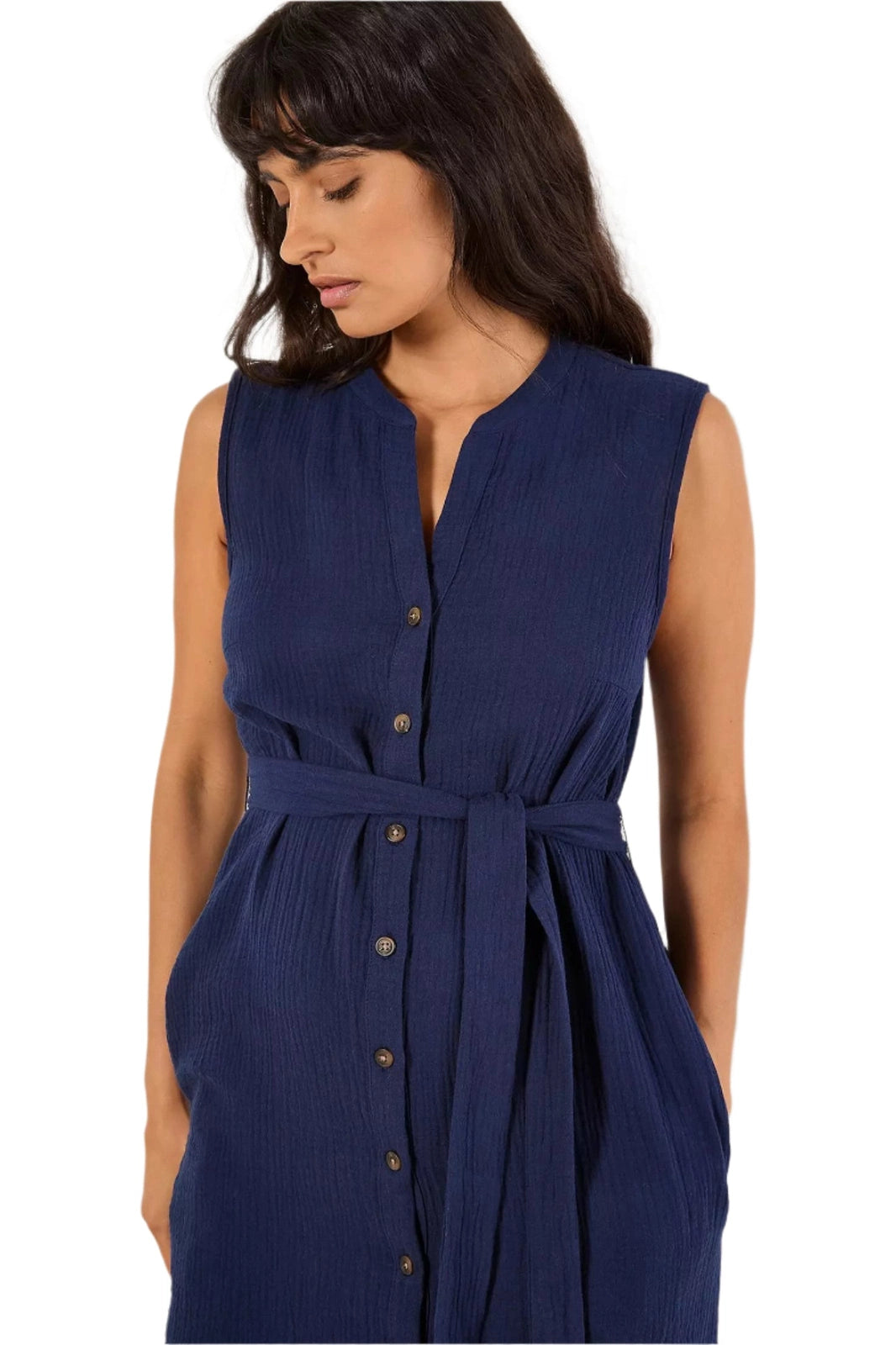 APRICOT Tetra Grandad Button Through Dress W/Tie 945999 *FINAL SALE*