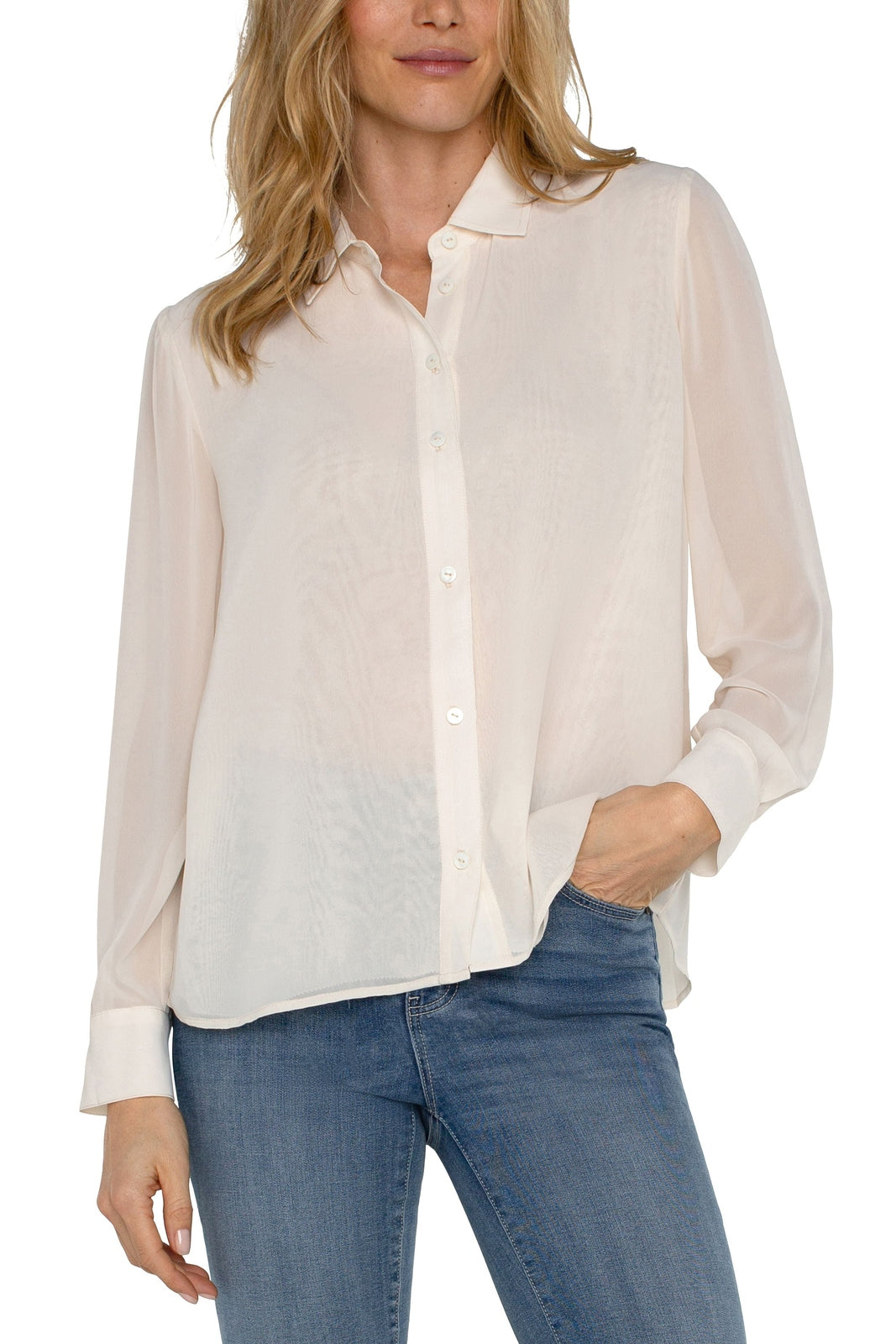 LIVERPOOL Long Sleeve Woven Shirt W/Pleat Back Detail LM8E02HD4 *FINAL SALE*