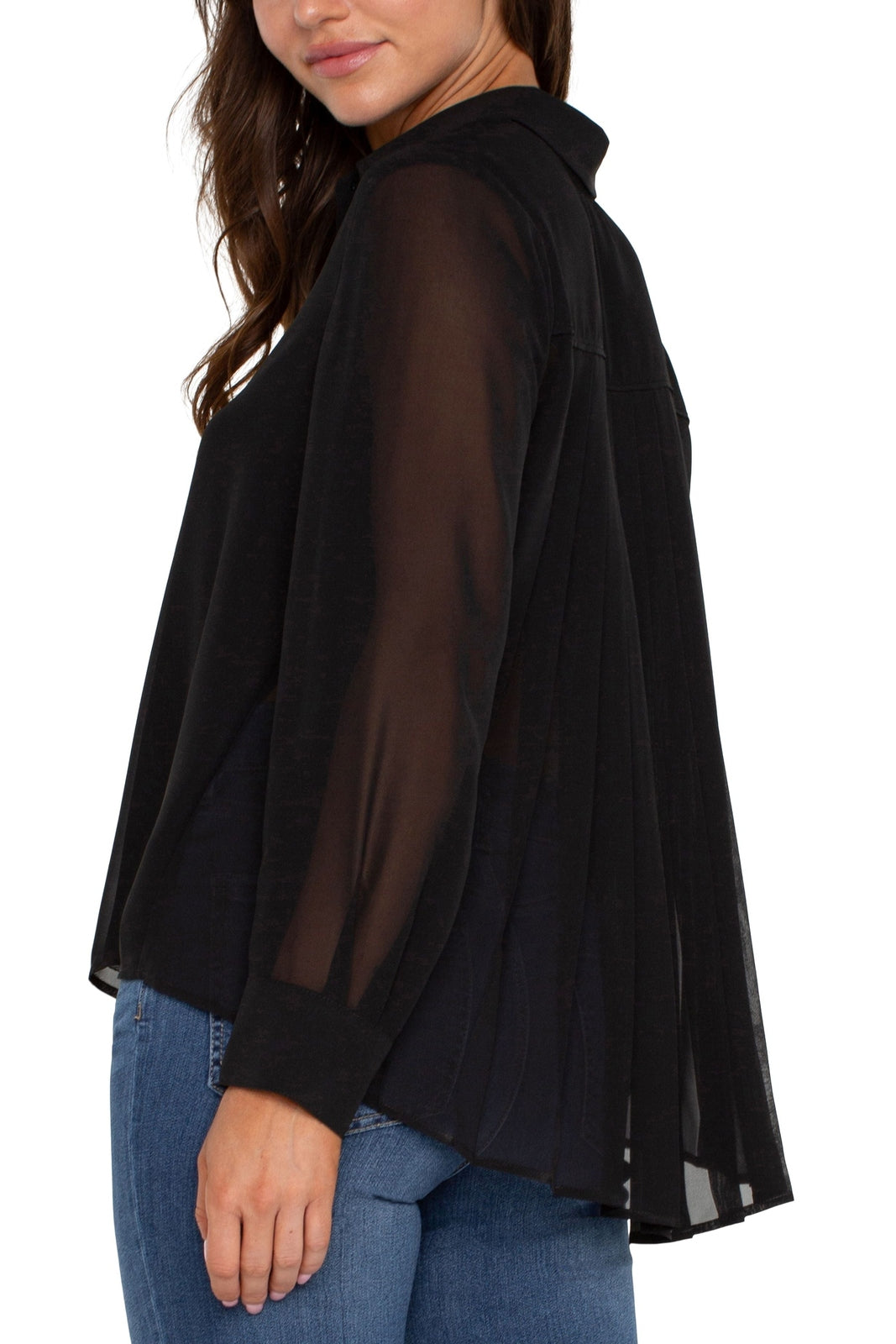 LIVERPOOL Long Sleeve Woven Shirt W/Pleat Back Detail LM8E02HD4 *FINAL SALE*