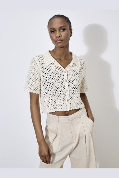 APRICOT Crochet Collar Coconut Btn Top 944299
