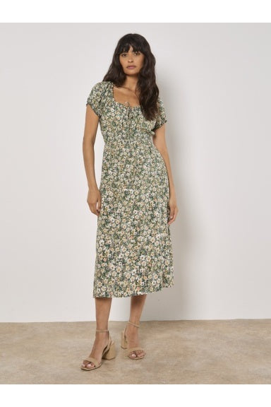 APRICOT Watercolour Ditsy Milkmaid Midi Dress 940611