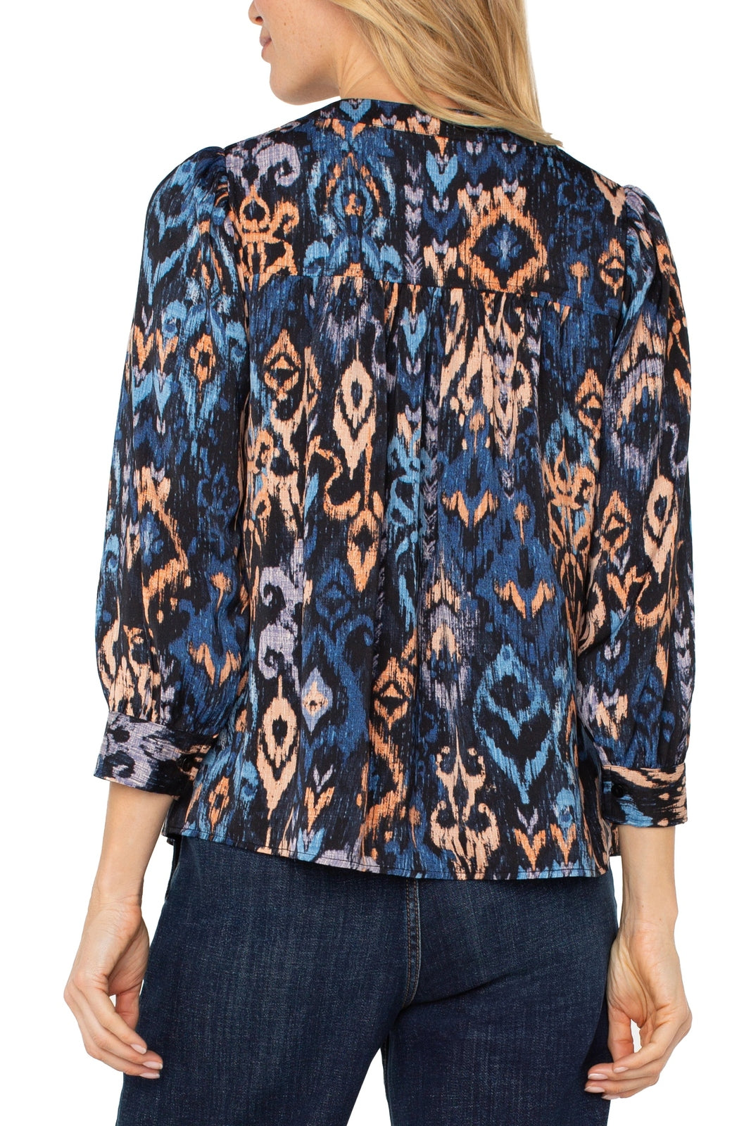 LIVERPOOL V-Neck 3/4 Slv Popover Blouse LM8B72H65P17