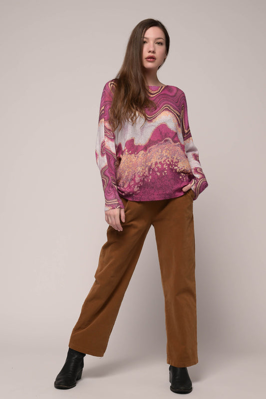 EKRU Print Top TP1225 *Final Sale*