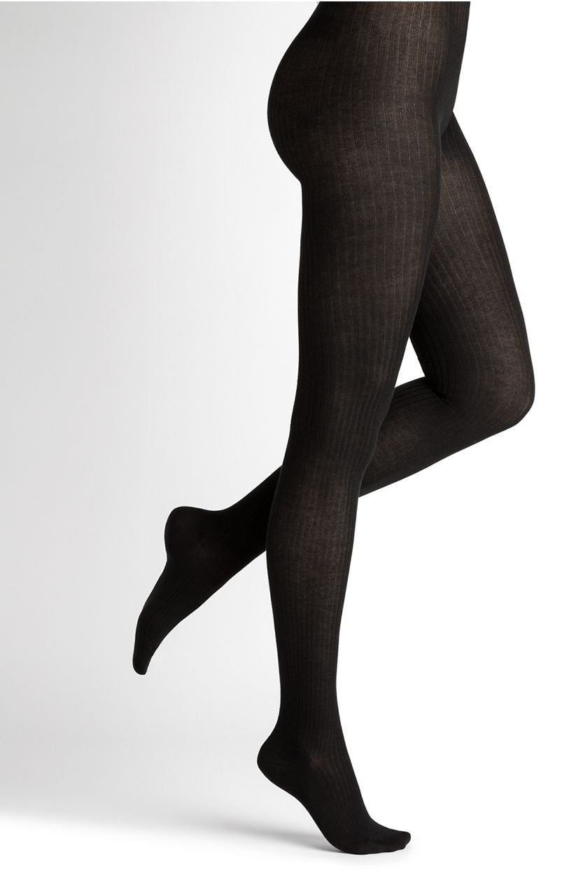 BLEUFORET Ribbed Cotton, Cashmere, Silk Tights 3210