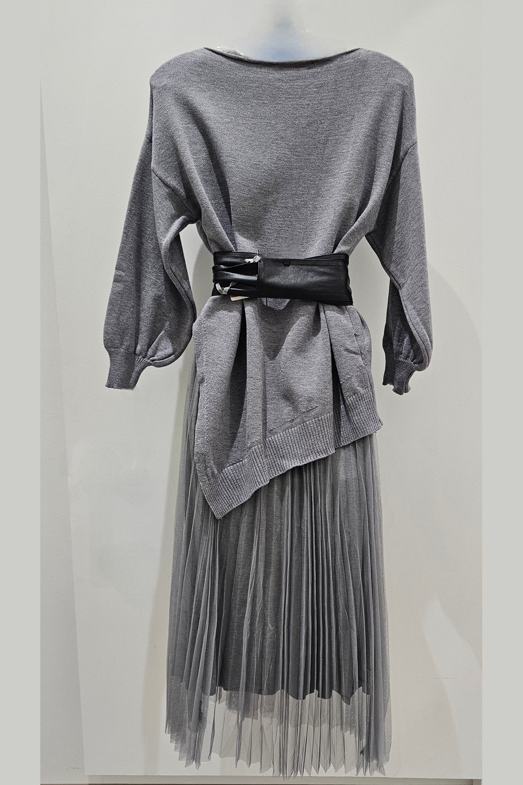 ME & GEE 35-232002 2 pce Pleated Dress w/slip & Asym. Sweater