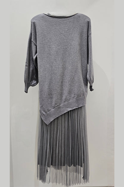 ME & GEE 35-232002 2 pce Pleated Dress w/slip & Asym. Sweater