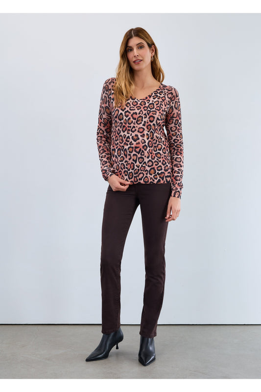 FDJ V Neck Pointelle Sleeve Sweater 1542314