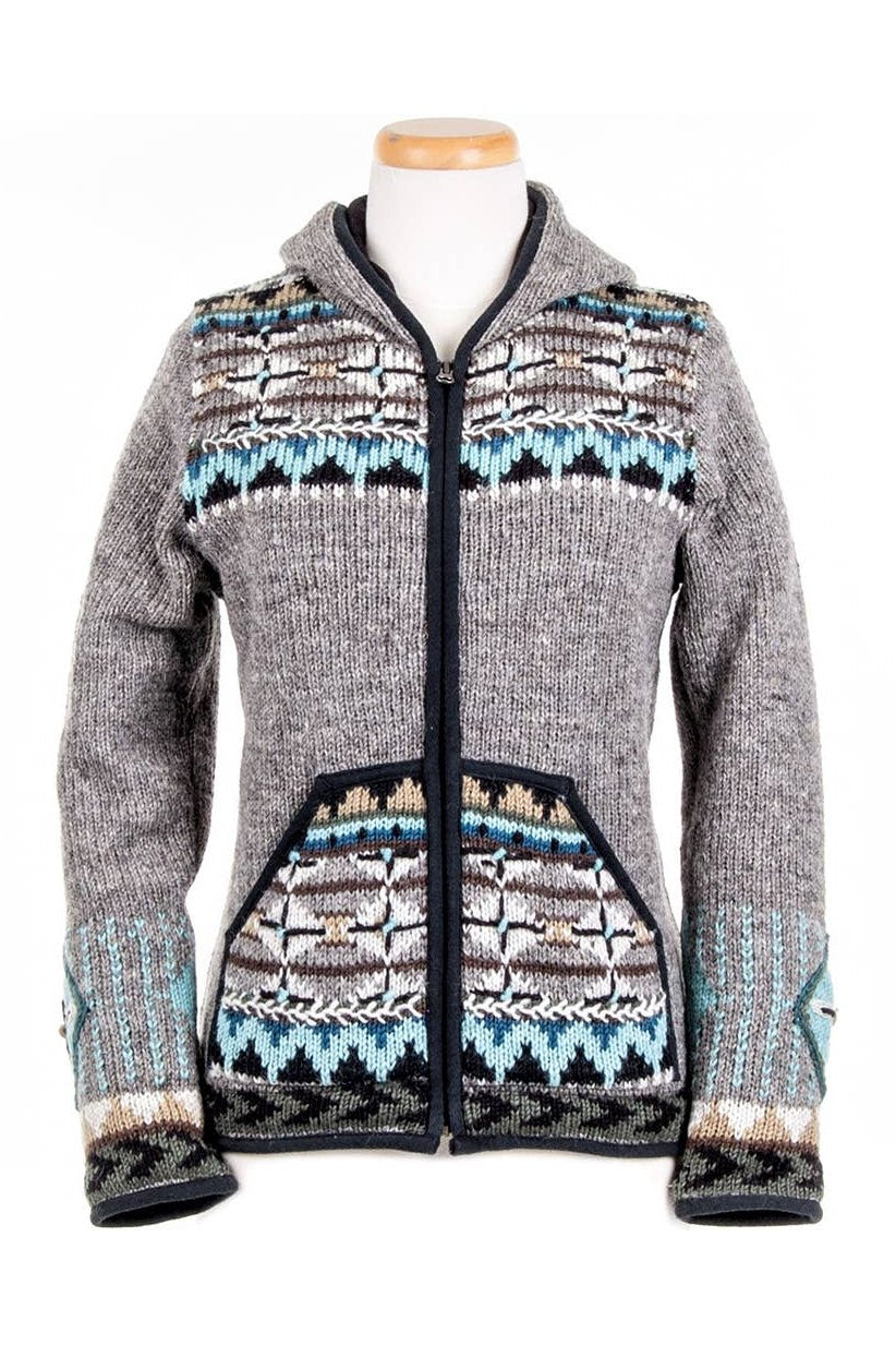 Lost Horizons Canada  Dakotah Hooded Wool Sweater with Western Pattern