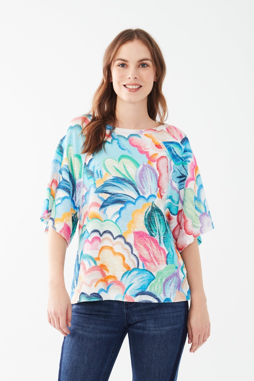 FDJ Printed 3/4 Sleeve Raglan Top  3508692 *FINAL SALE*