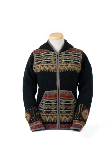 Lost Horizons Canada  Dakotah Hooded Wool Sweater with Western Pattern