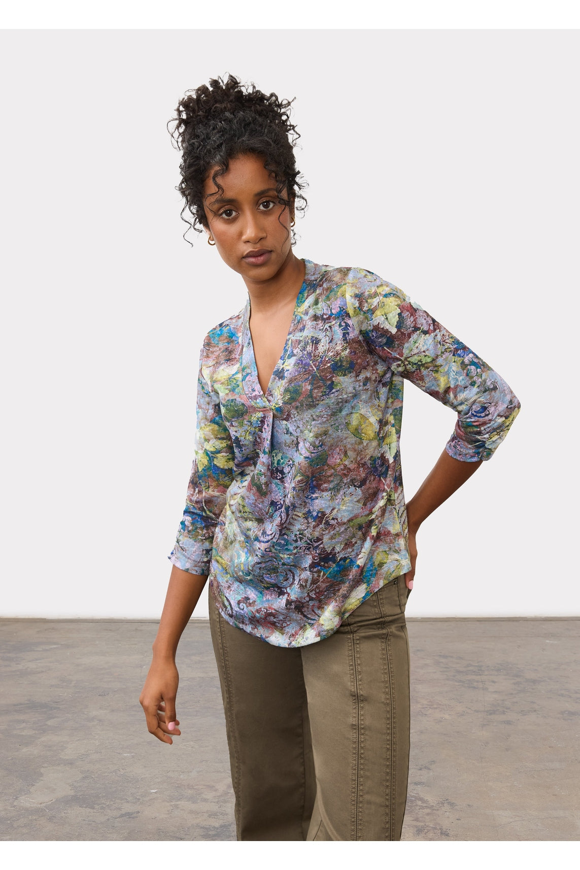 FDJ 3/4 Sleeve V-neck Top 3740451