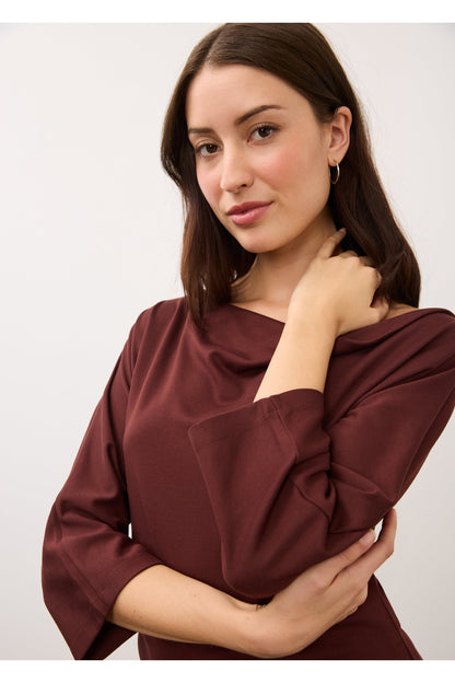 FDJ 3/4 Sleeve Cowl Boatneck Top 3810164