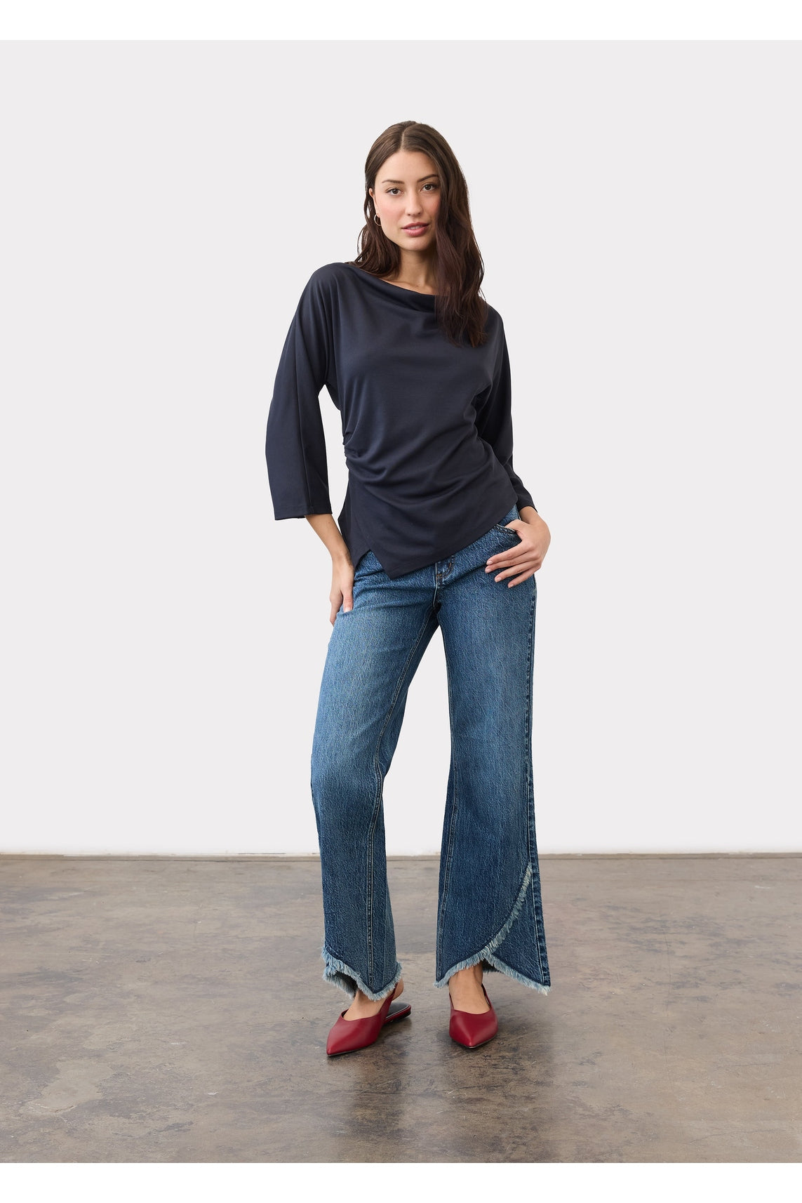 FDJ 3/4 Sleeve Cowl Boatneck Top 3810164